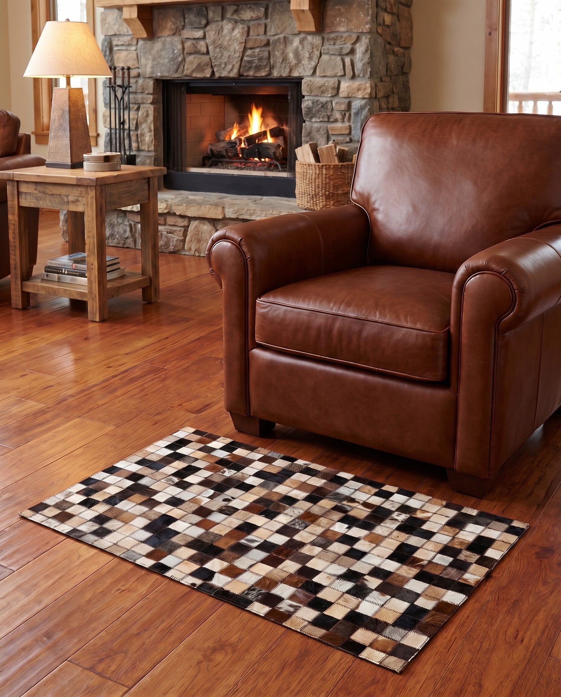 2' x 3' Cowhide Leather Rug