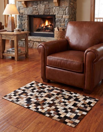 2' x 3' Cowhide Leather Rug