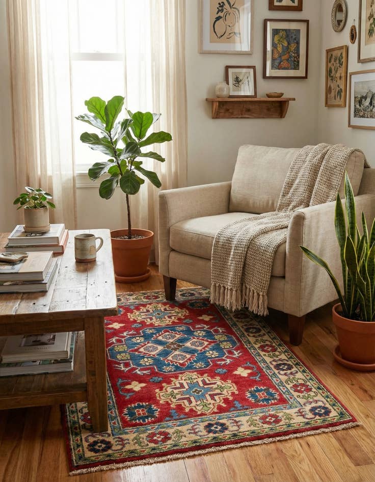 Detail image of 2' 9 x 3' 9  Hand Knotted Kazak Rug