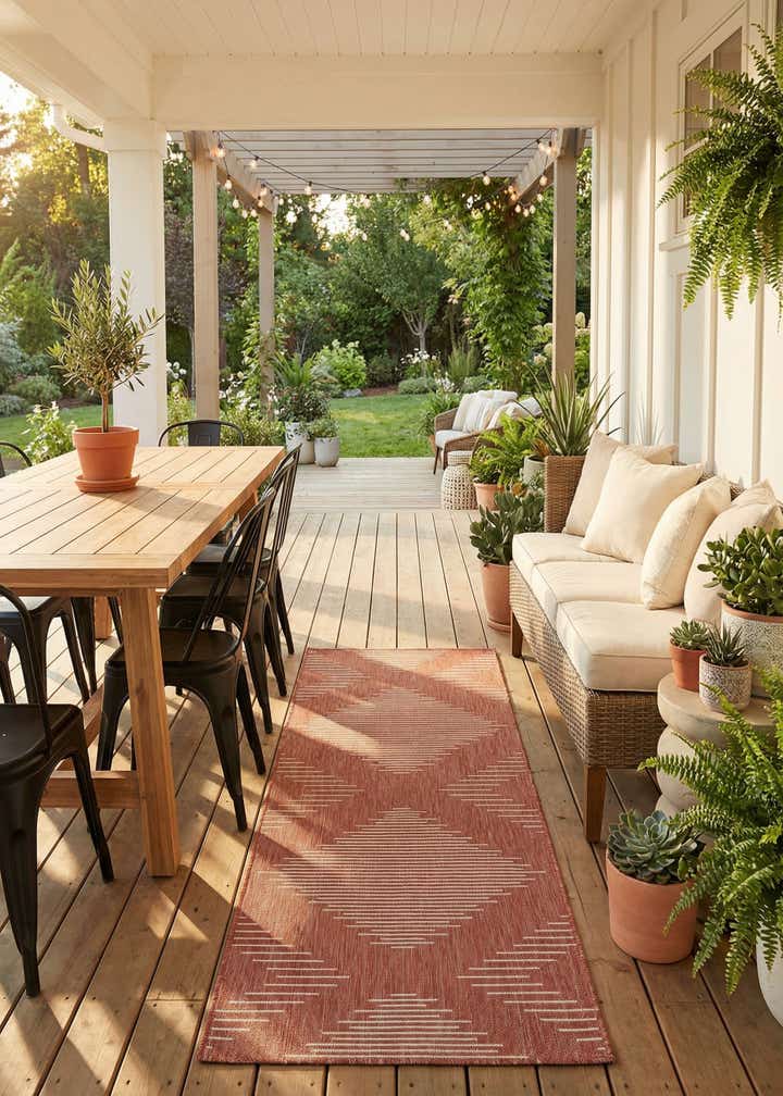 2' 7 x 12' Easy-Clean Modern Indoor / Outdoor Runner Rug