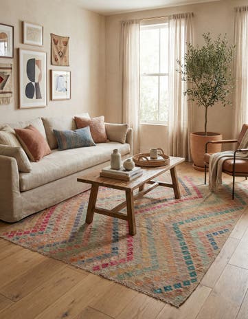 6' 9 x 8' 3 Hand Woven Kilim Modern Wool Rug