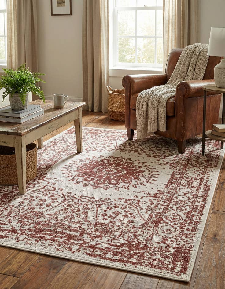 Detail image of 4' x 6'  Washable Traditional Indoor / Outdoor Rug