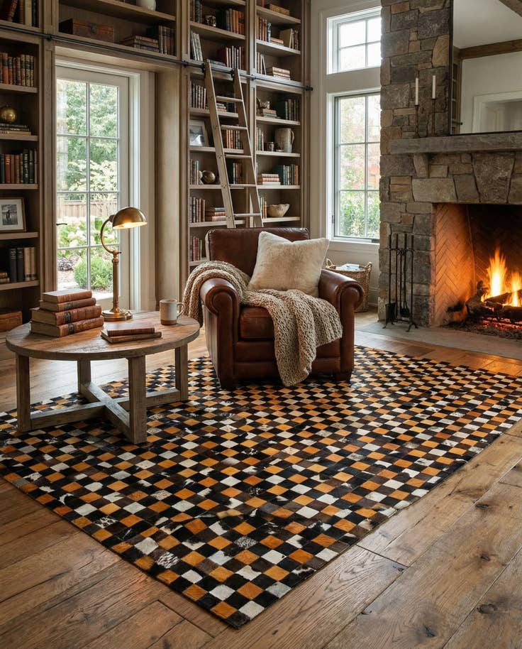 Detail image of 8' 1 x 9' 11 Cowhide - Patchwork Rug
