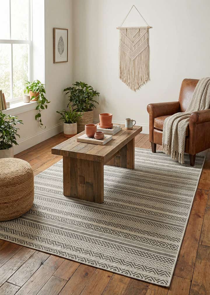 4' x 6' Easy-Clean Striped Indoor / Outdoor Rug