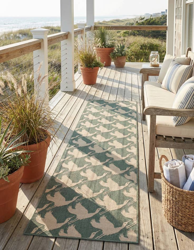 Detail image of 2' 7 x 12'  Washable Coastal Indoor / Outdoor Runner Rug