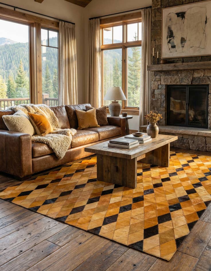 Detail image of 5' 1 x 8' Cowhide Stocks Rug