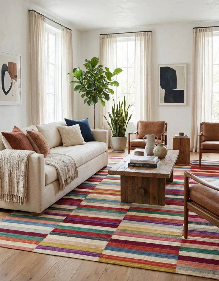 Detail image of 7' x 9' 6  Hand Woven Kilim Modern Wool Rug