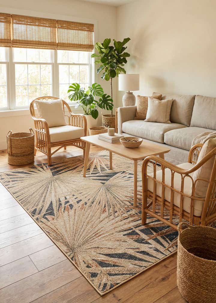 5' x 7' Easy-Clean Botanical Indoor / Outdoor Rug