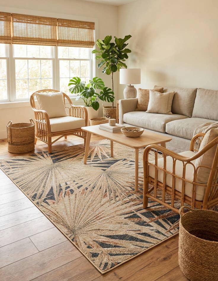 Detail image of 5' x 7' Easy-Clean Botanical Indoor / Outdoor Rug