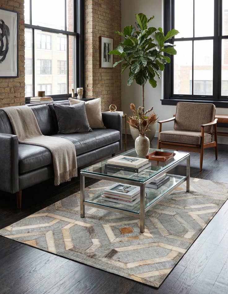 Detail image of  2' 3 x 3' 1 Cowhide Rug