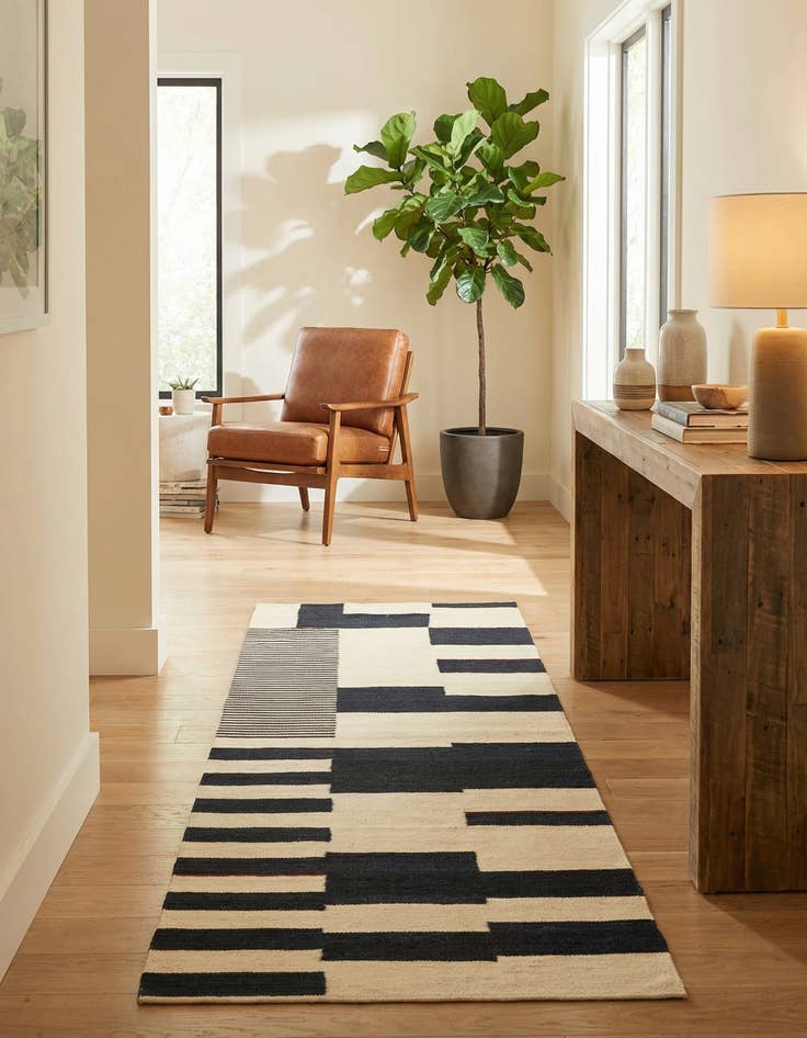 Detail image of 2' 8 x 8' 2  Hand Woven Kilim Modern Wool Runner Rug