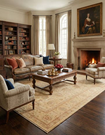 7' x 9' 3 Hand Knotted Peshawar Ziegler Rug