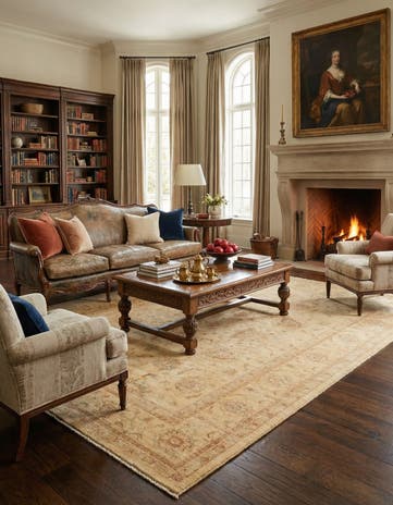 7' x 9' 3 Hand Knotted Peshawar Ziegler Rug