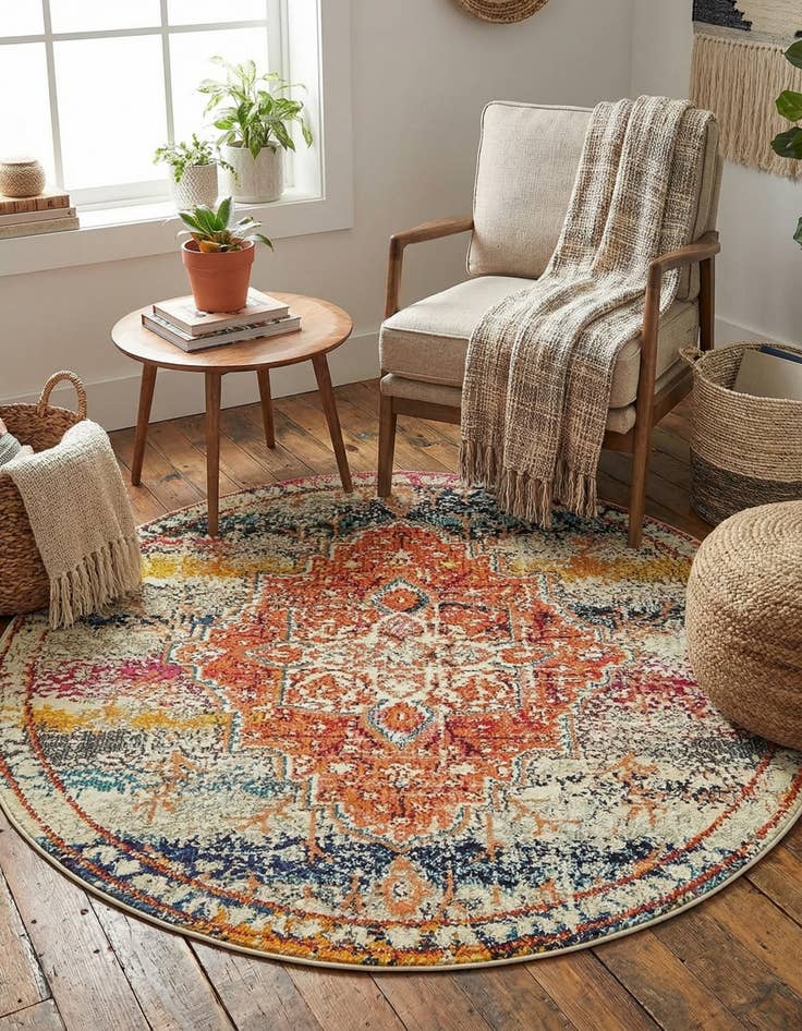 Detail image of 4' x 4' Washable Arte Round Rug