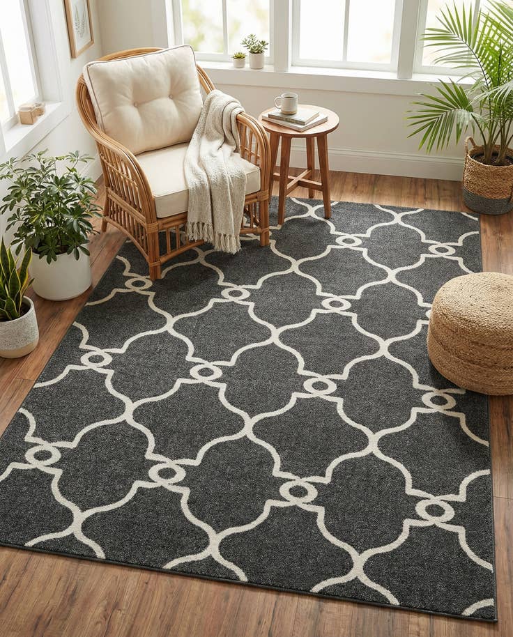 Detail image of 6' x 9' Easy-Clean Trellis Indoor / Outdoor Rug