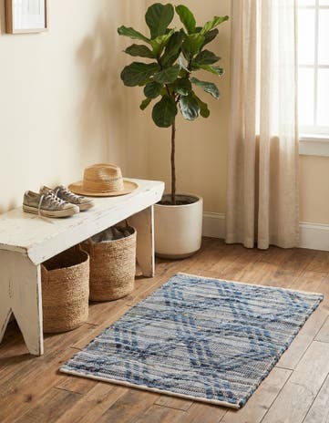 Denim blue Hand Woven Chindi Cotton Rug