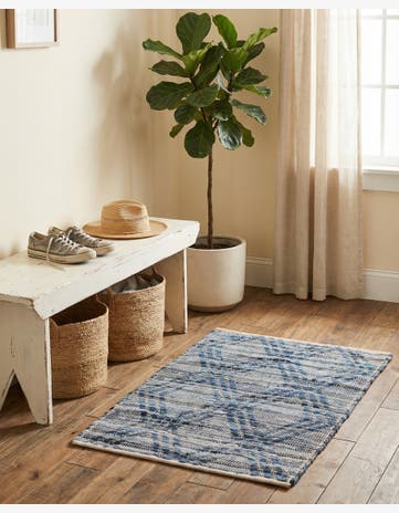 Denim blue Hand Woven Chindi Cotton Rug