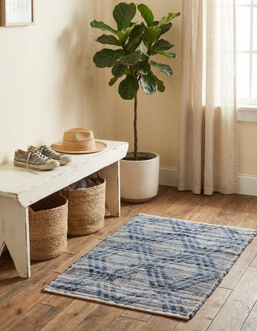 Denim blue Hand Woven Chindi Cotton Rug