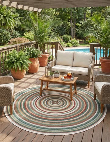 7' 10 x 7' 10 Easy-Clean Baja Indoor / Outdoor Round Rug