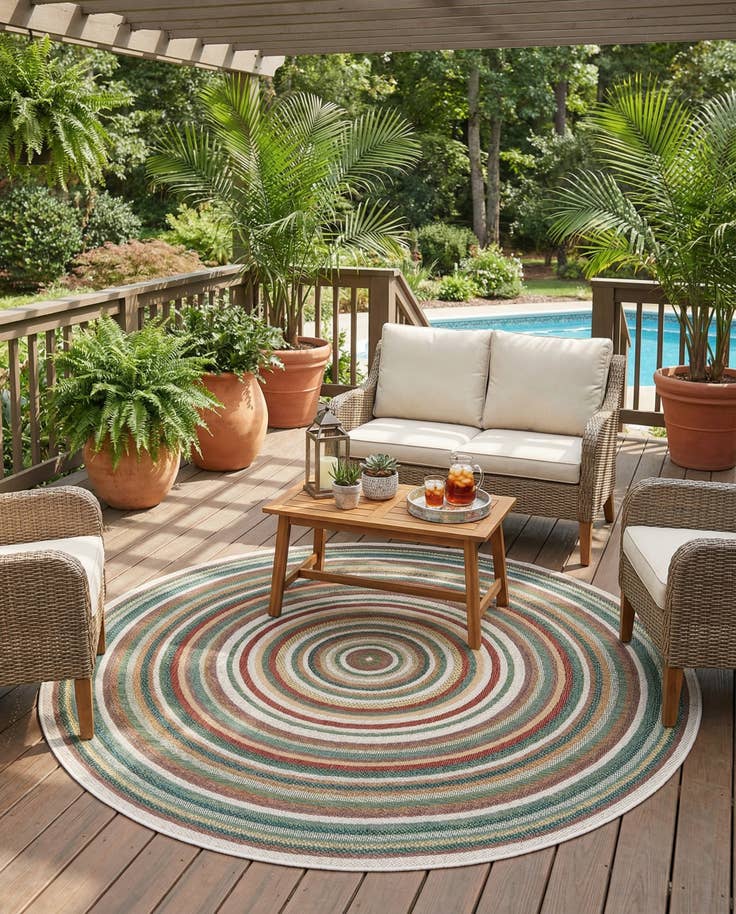 Detail image of 7' 10 x 7' 10 Easy-Clean Baja Indoor / Outdoor Round Rug