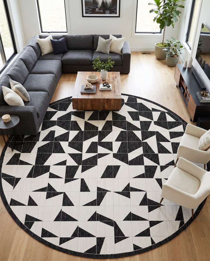 12' x 12' Easy-Clean Modern Indoor / Outdoor Round Rug