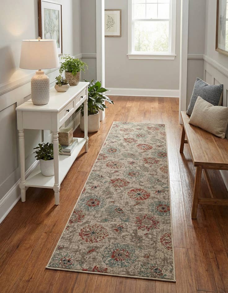 Detail image of 2' 7 x 10'  Washable Botanical Indoor / Outdoor Runner Rug