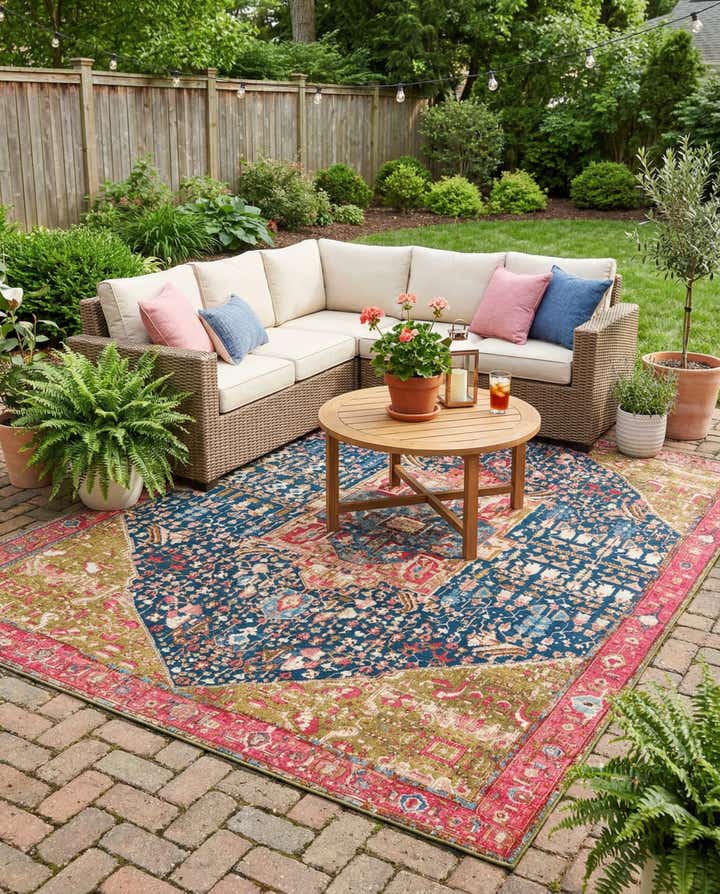 9' x 12' Easy-Clean Traditional Indoor / Outdoor Rug