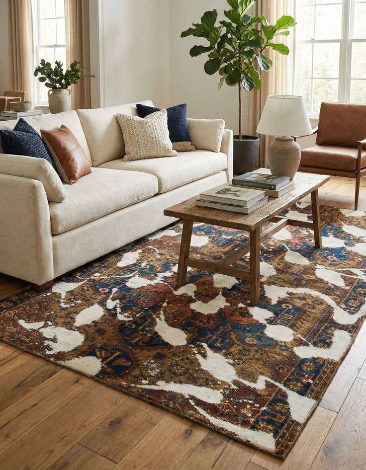 Detail image of 4' 8 x 7' 4  Hand Knotted Ultra Vintage Persian Wool Rug