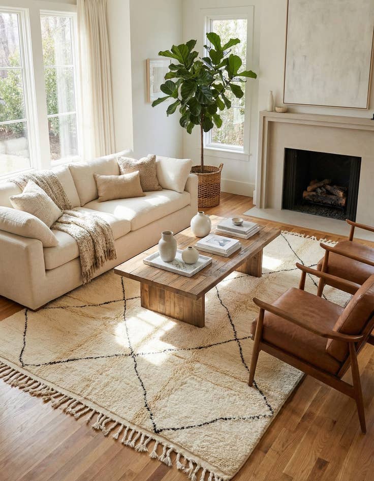 Detail image of 6' 7 x 9' 8  Hand Knotted Moroccan Wool Rug