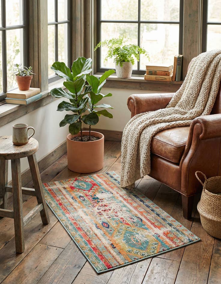 Detail image of 1' 4 x 1' 4  Washable Santa Fe Sample Rug