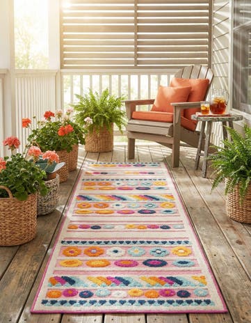 Pink Easy-Clean Aruba Indoor / Outdoor Runner Rug