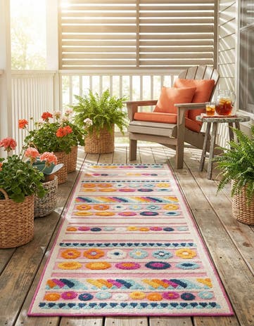 Pink Easy-Clean Aruba Indoor / Outdoor Runner Rug