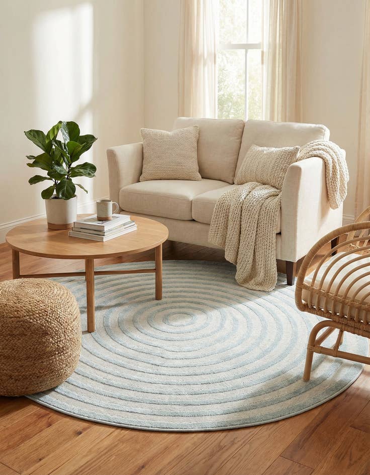 Detail image of 5' x 5'  Washable Sabrina Soto Indoor / Outdoor Round Rug