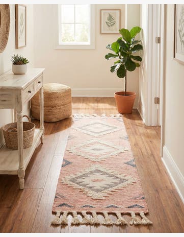 Pink Hand Woven Arizona Wool Runner Rug