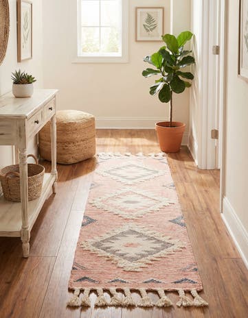 Pink Hand Woven Arizona Wool Runner Rug