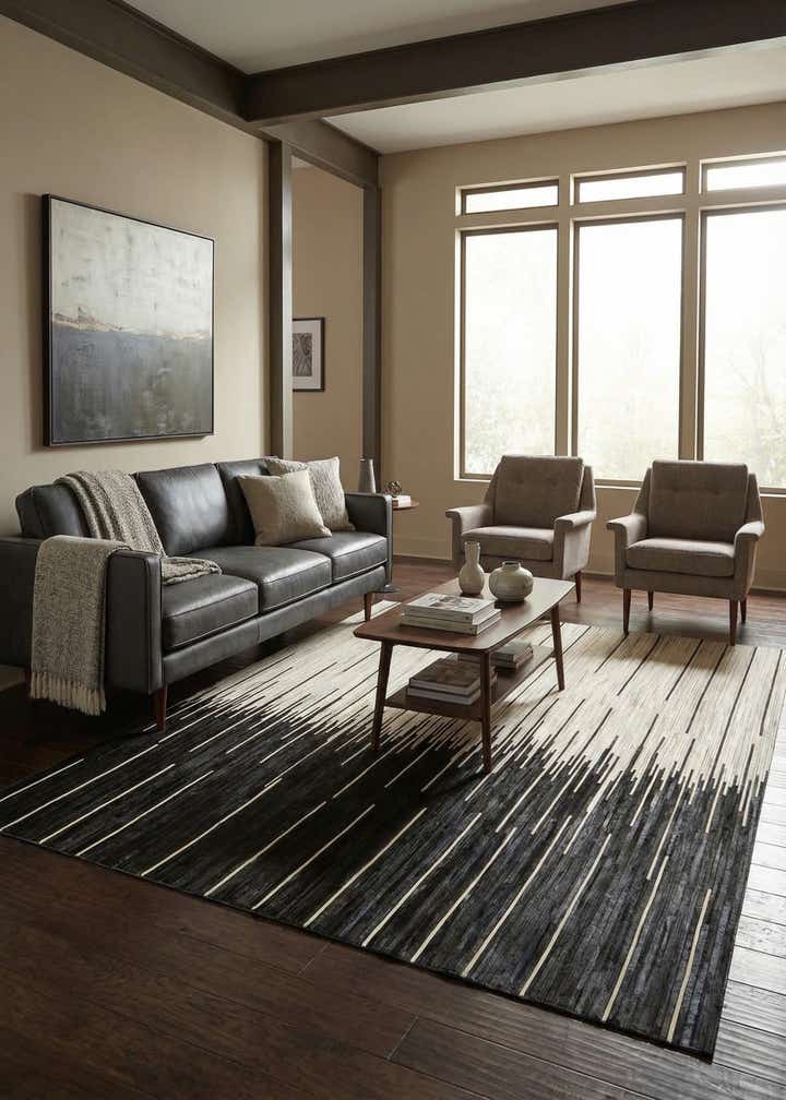 7' 10 x 10' Cowhide Leather Rug