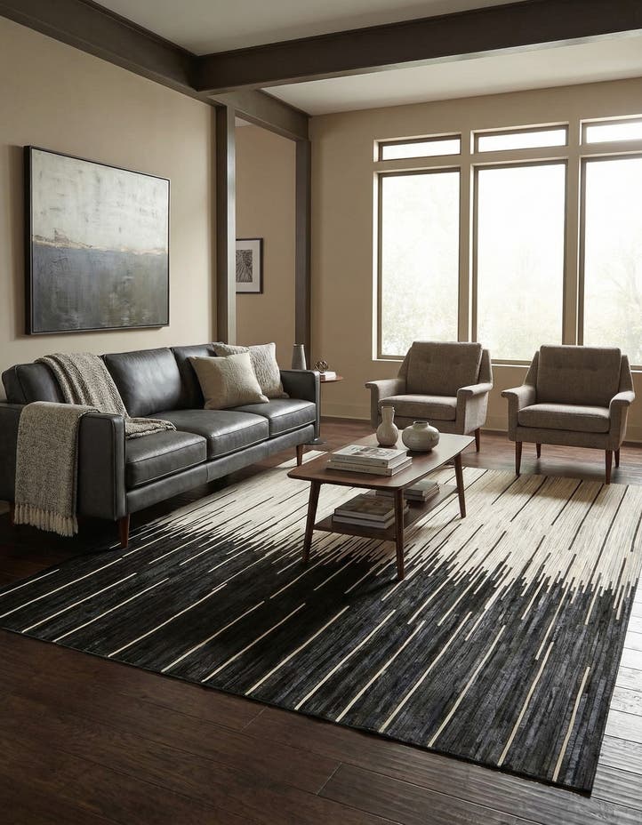 7' 10 x 10' Cowhide Leather Rug