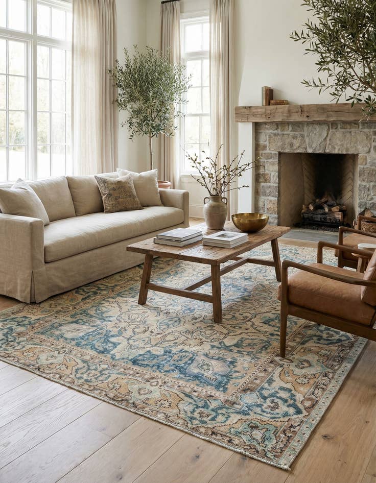 Detail image of 6' 3 x 9' 7  Hand Knotted Ultra Vintage Persian Wool Rug