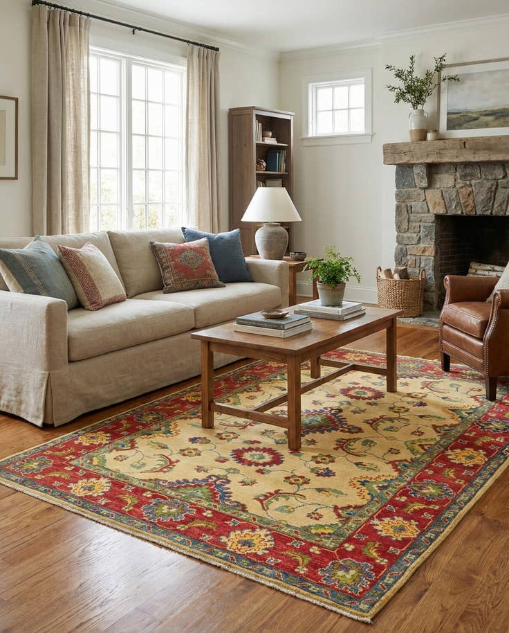 Detail image of 4' 2 x 5' 8 Hand Knotted Kazak Rug