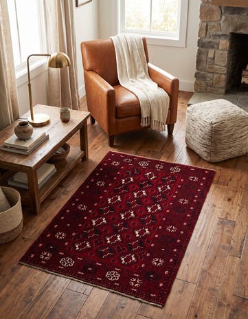 3' 9 x 6' 7 Hand Knotted Afghan Akhche Wool Rug
