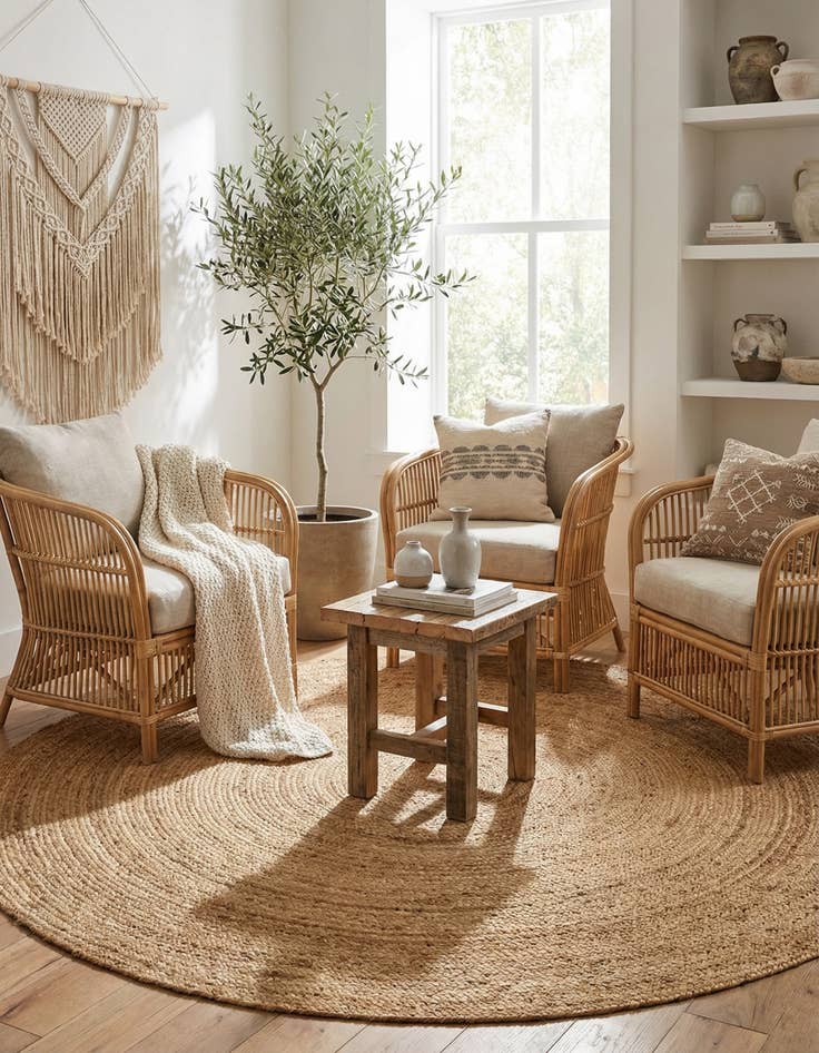 Detail image of 7' 10 x 7' 10  Hand Braided Jute Luxe Round Rug