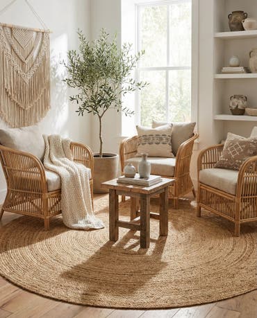  7' 10 x 7' 10  Hand Braided Jute Luxe Round Rug