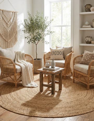 7' 10 x 7' 10 Handmade Braided Jute Luxe Round Rug