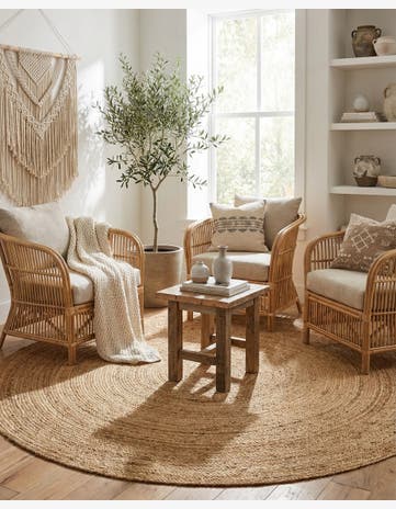 Natural Handmade Braided Jute Luxe Round Rug