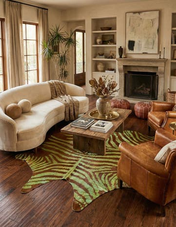 6' 2 x 7' Cowhide Leather Freeform Rug