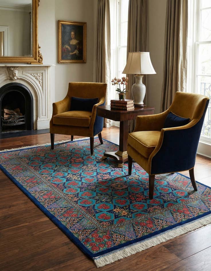 Detail image of 3' 3 x 4' 9 Ghom Silk Rug