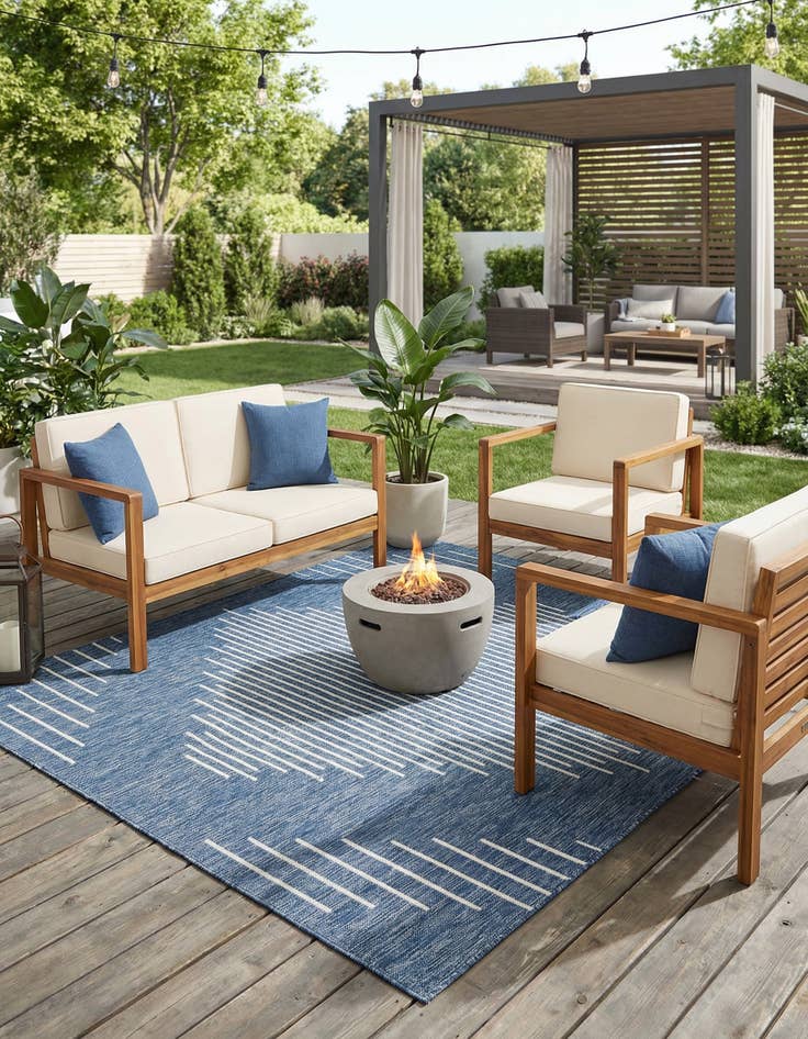 Detail image of 7' x 7'  Washable Modern Indoor / Outdoor Square Rug