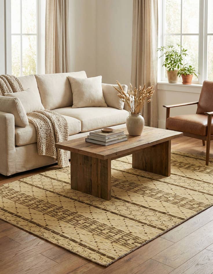 Detail image of 4' 5 x 6' 6  Hand Knotted Modern Ziegler Rug