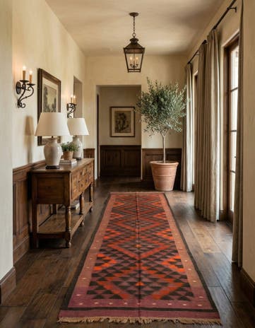 4' 4 x 15' Hand Woven Kilim Maymana Wool Runner Rug
