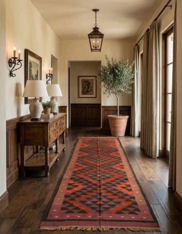 4' 4 x 15' Hand Woven Kilim Maymana Wool Runner Rug